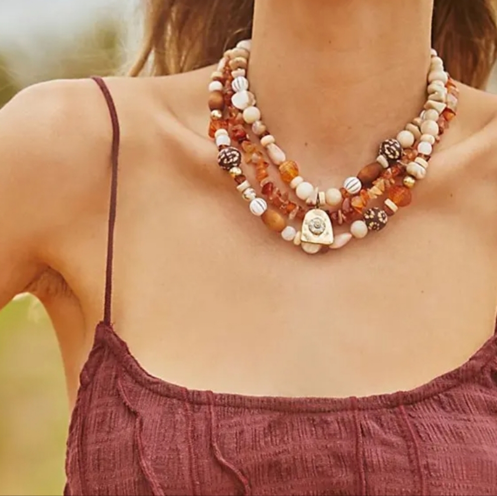 NWOT Free People Kaui Beaded Choker two layer